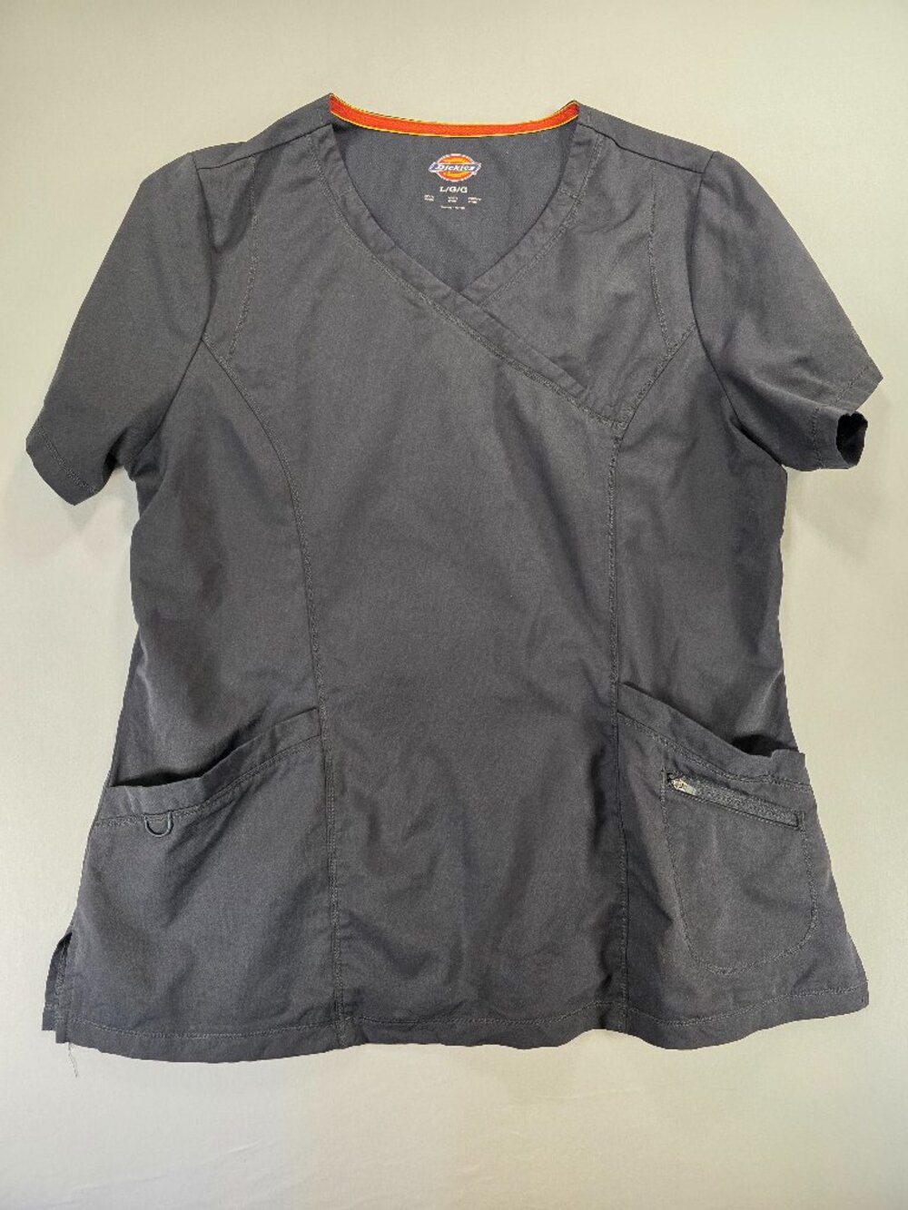 Dickies Scrubs Tops Gray Women's Size Large EMT Nurses (Tub 35 #671)